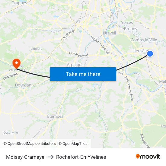 Moissy-Cramayel to Rochefort-En-Yvelines map