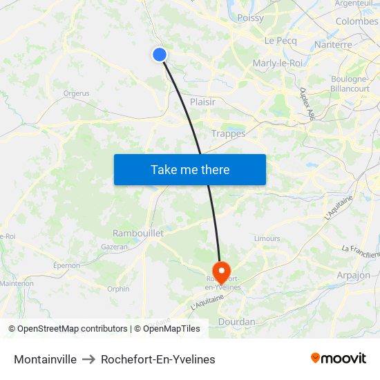 Montainville to Rochefort-En-Yvelines map
