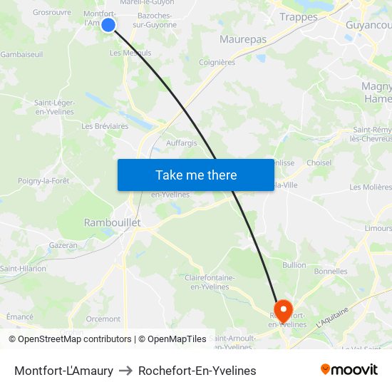 Montfort-L'Amaury to Rochefort-En-Yvelines map