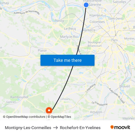 Montigny-Les-Cormeilles to Rochefort-En-Yvelines map