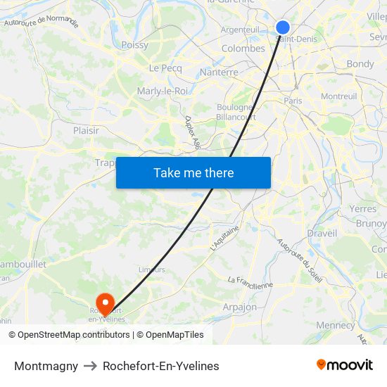 Montmagny to Rochefort-En-Yvelines map