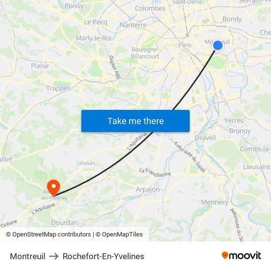 Montreuil to Rochefort-En-Yvelines map