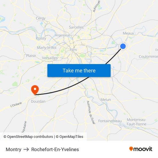 Montry to Rochefort-En-Yvelines map