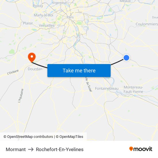 Mormant to Rochefort-En-Yvelines map