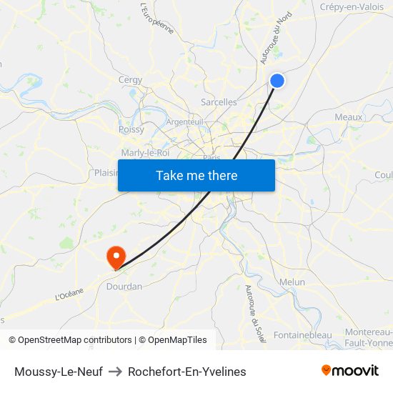 Moussy-Le-Neuf to Rochefort-En-Yvelines map