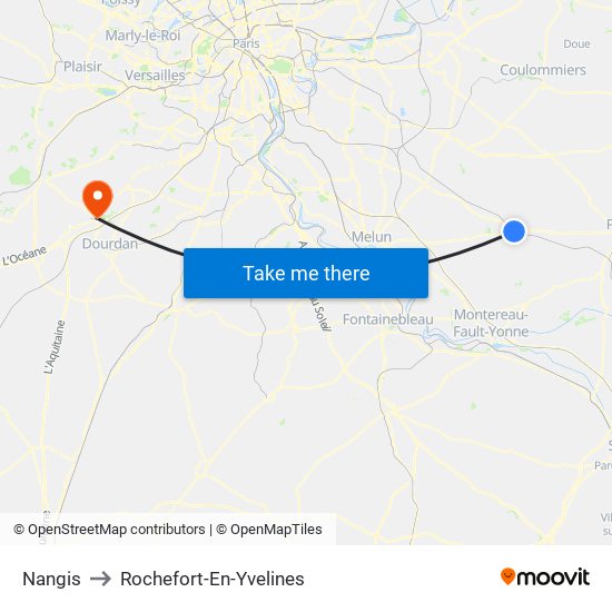 Nangis to Rochefort-En-Yvelines map