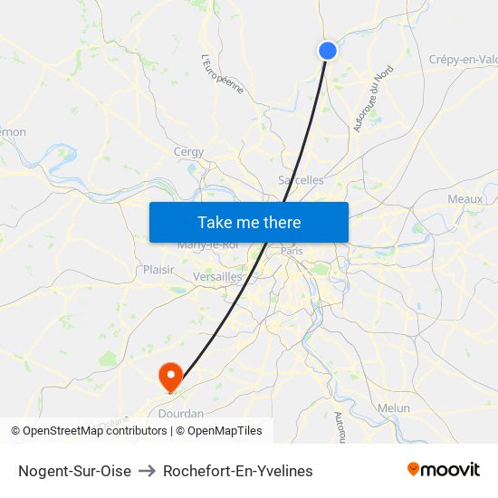 Nogent-Sur-Oise to Rochefort-En-Yvelines map