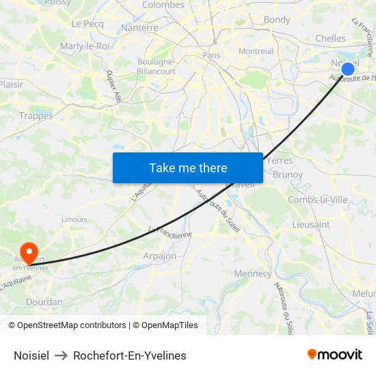 Noisiel to Rochefort-En-Yvelines map