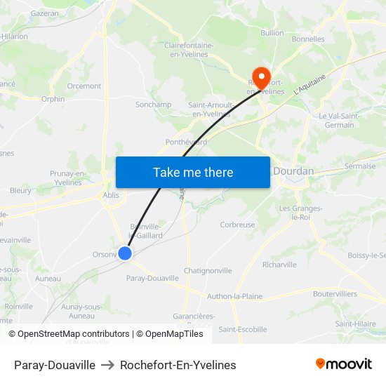 Paray-Douaville to Rochefort-En-Yvelines map