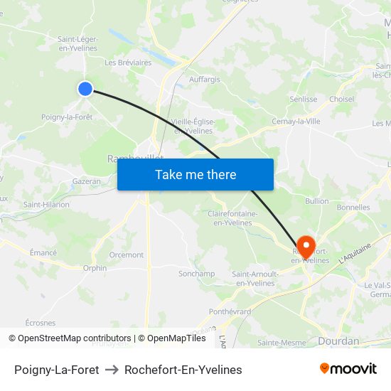 Poigny-La-Foret to Rochefort-En-Yvelines map