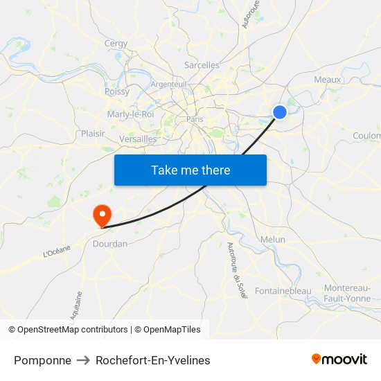 Pomponne to Rochefort-En-Yvelines map