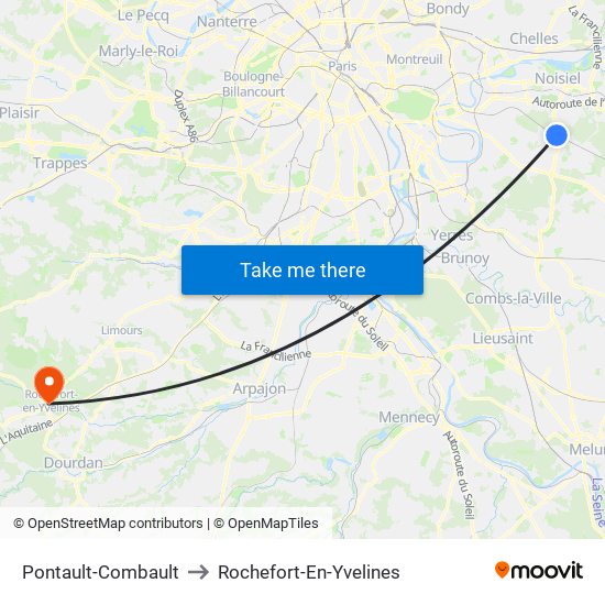 Pontault-Combault to Rochefort-En-Yvelines map