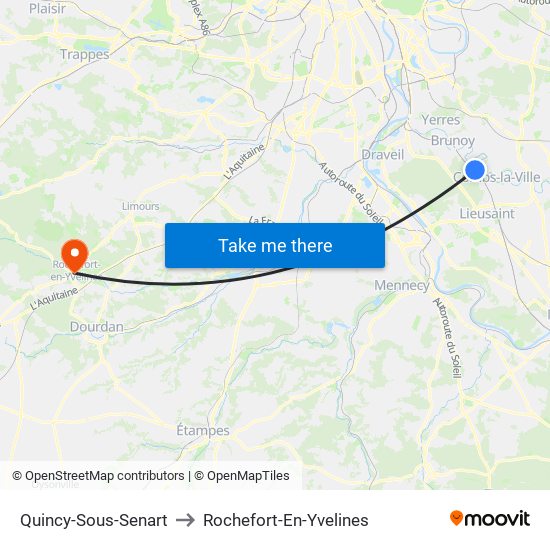 Quincy-Sous-Senart to Rochefort-En-Yvelines map