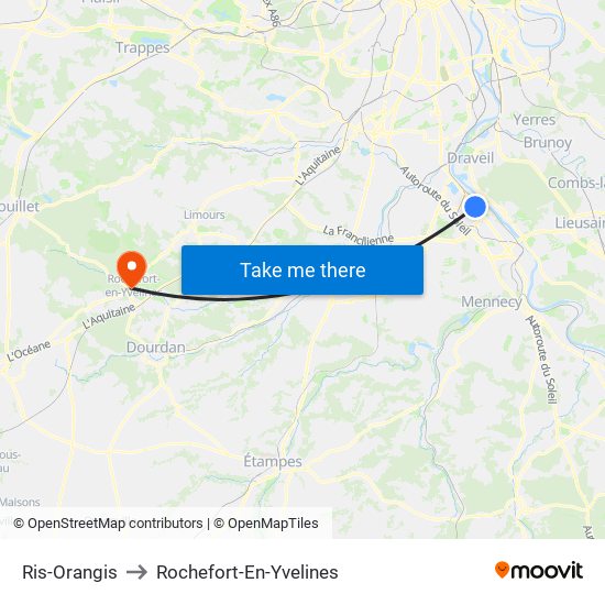 Ris-Orangis to Rochefort-En-Yvelines map