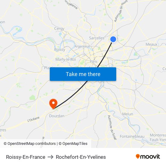 Roissy-En-France to Rochefort-En-Yvelines map
