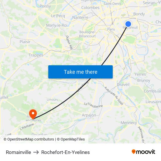 Romainville to Rochefort-En-Yvelines map