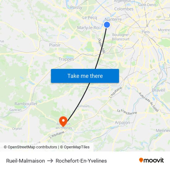 Rueil-Malmaison to Rochefort-En-Yvelines map