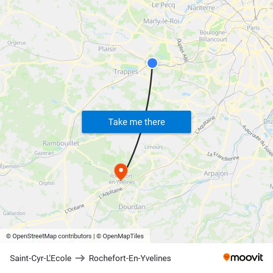 Saint-Cyr-L'Ecole to Rochefort-En-Yvelines map