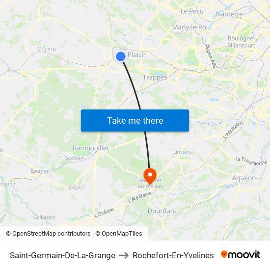 Saint-Germain-De-La-Grange to Rochefort-En-Yvelines map