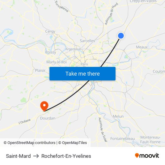 Saint-Mard to Rochefort-En-Yvelines map