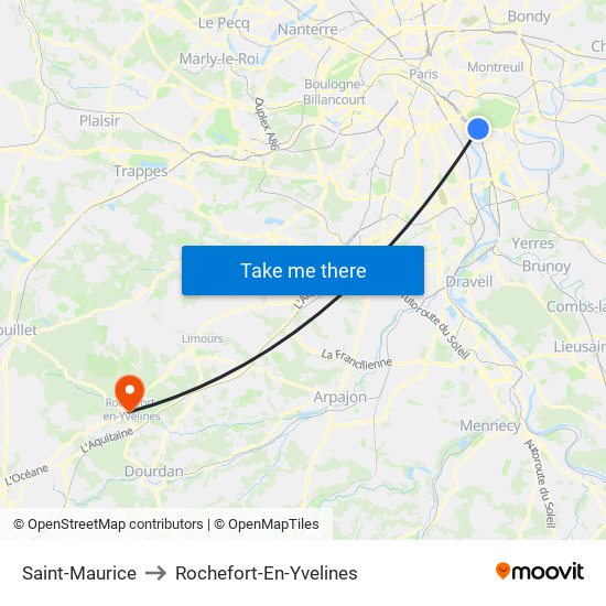Saint-Maurice to Rochefort-En-Yvelines map