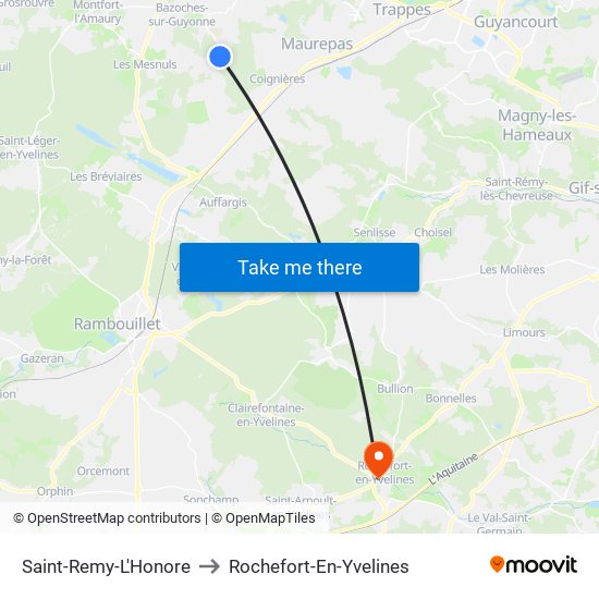 Saint-Remy-L'Honore to Rochefort-En-Yvelines map