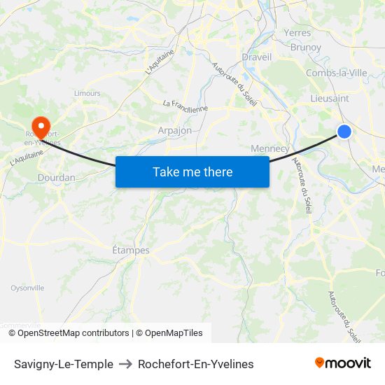 Savigny-Le-Temple to Rochefort-En-Yvelines map