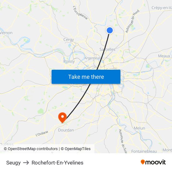 Seugy to Rochefort-En-Yvelines map