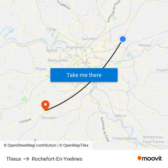 Thieux to Rochefort-En-Yvelines map