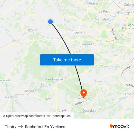 Thoiry to Rochefort-En-Yvelines map