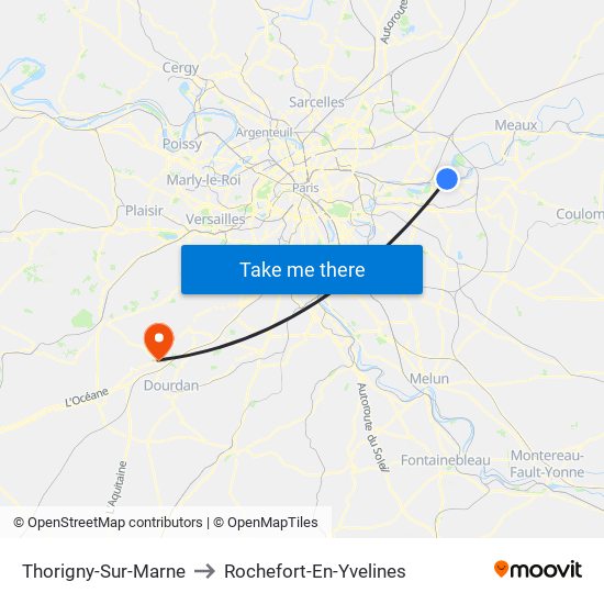 Thorigny-Sur-Marne to Rochefort-En-Yvelines map