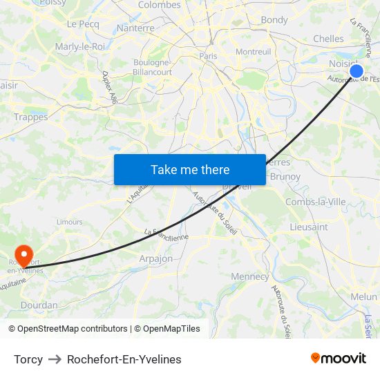 Torcy to Rochefort-En-Yvelines map