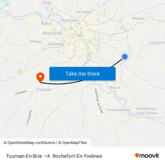 Tournan-En-Brie to Rochefort-En-Yvelines map