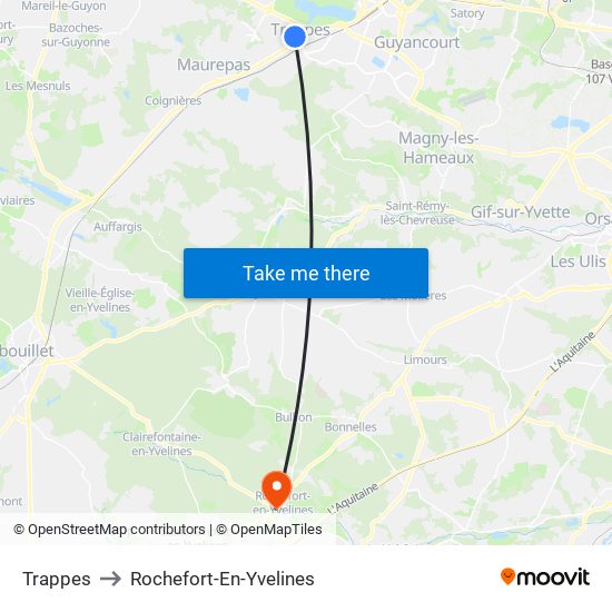 Trappes to Rochefort-En-Yvelines map