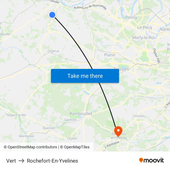 Vert to Rochefort-En-Yvelines map