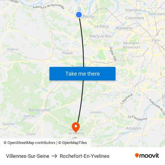 Villennes-Sur-Seine to Rochefort-En-Yvelines map