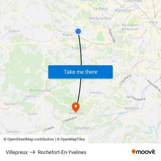 Villepreux to Rochefort-En-Yvelines map