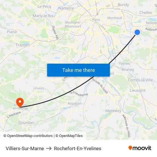 Villiers-Sur-Marne to Rochefort-En-Yvelines map