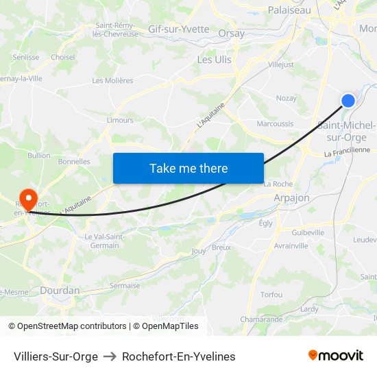 Villiers-Sur-Orge to Rochefort-En-Yvelines map