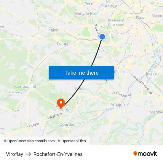 Viroflay to Rochefort-En-Yvelines map