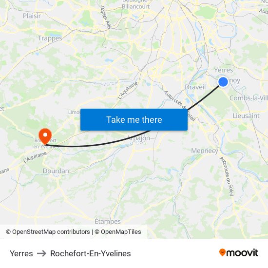 Yerres to Rochefort-En-Yvelines map