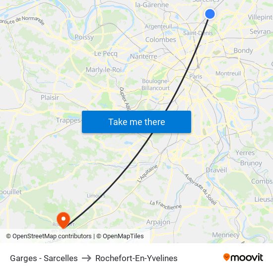 Garges - Sarcelles to Rochefort-En-Yvelines map