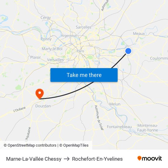 Marne-La-Vallée Chessy to Rochefort-En-Yvelines map