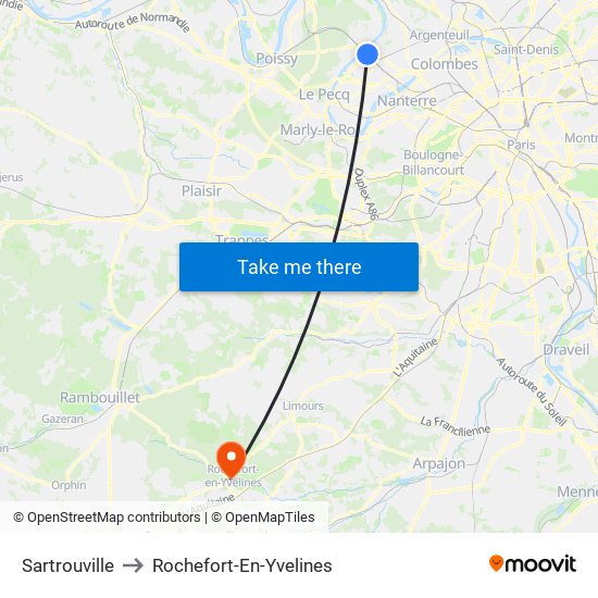 Sartrouville to Rochefort-En-Yvelines map