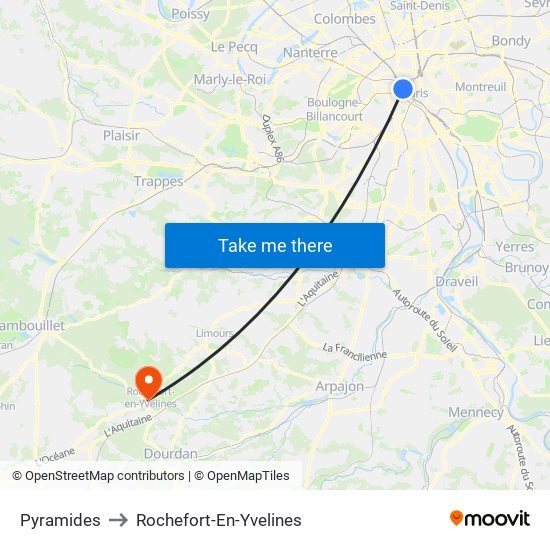 Pyramides to Rochefort-En-Yvelines map