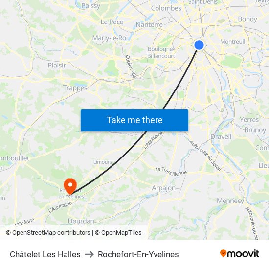 Châtelet Les Halles to Rochefort-En-Yvelines map