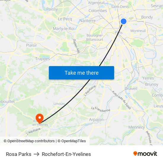 Rosa Parks to Rochefort-En-Yvelines map