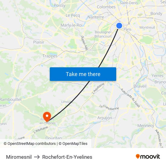 Miromesnil to Rochefort-En-Yvelines map