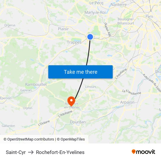 Saint-Cyr to Rochefort-En-Yvelines map