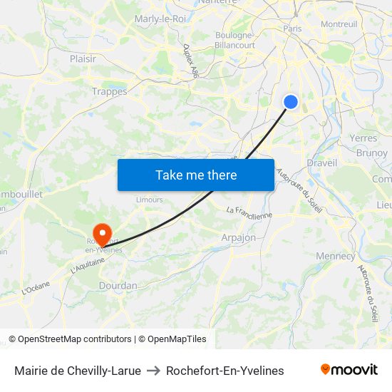 Mairie de Chevilly-Larue to Rochefort-En-Yvelines map